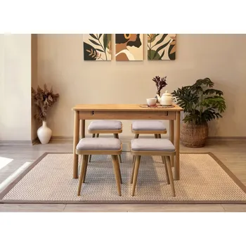 Jídelní stůl Jídelní set s rozkládacím stolem a židlemi (5 kusů) Vina Mini 05 0701 - Oak, Soho Grey