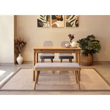 Jídelní stůl Jídelní set s rozkládacím stolem a židlemi (4 kusy) Vina Mini 01 0701 - Oak, Soho Grey