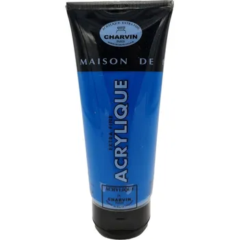 Vodová barva Charvin Paris Akrylová barva Extra fine Primary Cyanine 636 tuba 200ml