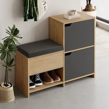 Botník Botník Haven Shoe Bench - Oak, Anthracite