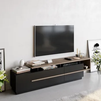 Televizní stolek TV stolek Pia - Black, Walnut
