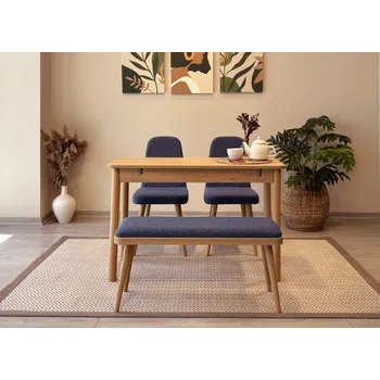 Jídelní stůl Jídelní set s rozkládacím stolem a židlemi (4 kusy) Vina Mini 01 1048 - Oak, Dark Blue