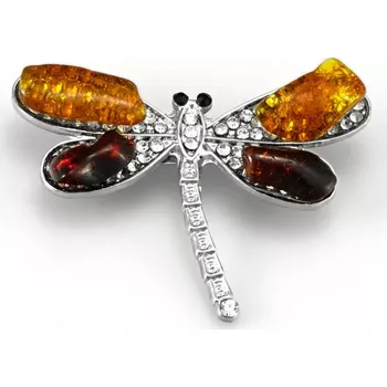 Brož Originální brož z baltského jantaru, tvar vážky cca 46 x 37 mm (BJA2367V)