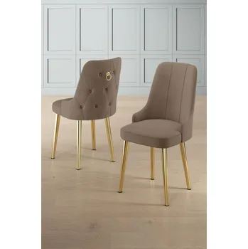 Jídelní stůl Sada židlí (6 kusů) Newa - Cappuccino, Gold