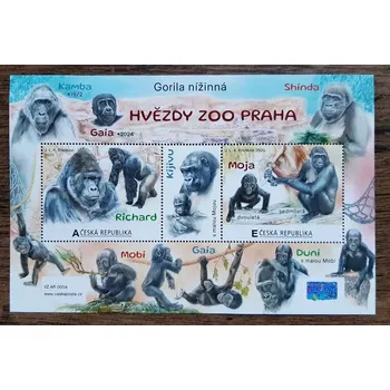 Poštovní známka ČR ** aršík VZ ČP AR 0004, Hvězdy ZOO Praha, gorily nížinné, r. 2025