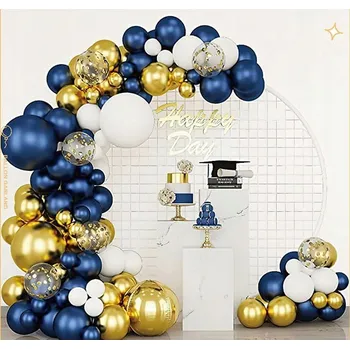 MEGA SADA BALÓNKOVÁ GIRLANDA TMAVĚ MODRÁ ZLATÁ 116 KS