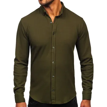 Pánská košile Khaki pánská mušelínová košile s dlouhým rukávem Bolf 506 - XL