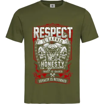 Pánská móda Tričko Respect Is Earned Druh: Pánské, Barva: Khaki, Velikost: S