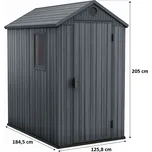 KETER DARWIN 4 x 6 zahradní domek, 125,8 x 184,5 x 205 cm, šedý 17209417 extended_warranty