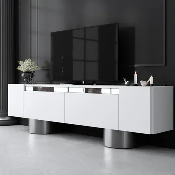 Televizní stolek TV stolek Bohem - White, Silver