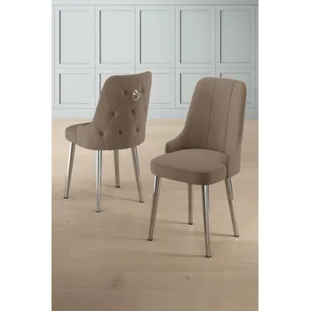 Jídelní stůl Sada židlí (6 kusů) Newa - Cappuccino, Chrome