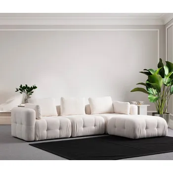 Sedací souprava Rohová sedací souprava Amaris 3 Seater With Pouffe - White