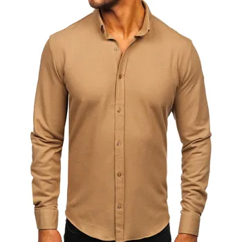 Pánská košile Hnědá pánská mušelínová košile s dlouhým rukávem Bolf 506 - XL