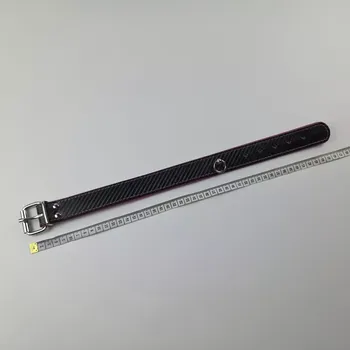 Obojek pro psa Kožený obojek carbon růžový s očkem - výprodej