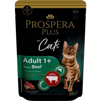 Krmivo pro kočku KRMIVO krmivo PRO KOČKY PROSPERA Plus balení hovězí s mrkví 85 g