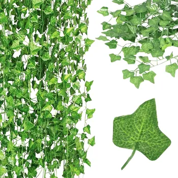 umělá květina Umělý břečťan na balkonovou stěnu, girlanda, umělé listy x 6 kusů 12 m