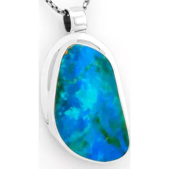 Přívěsek Větší stříbrný přívěsek (Ag 925/1000) s peruánským modrým opálem QAA, cca 42 x 28 mm, nádherná barva, RARITA (OPE3146P)