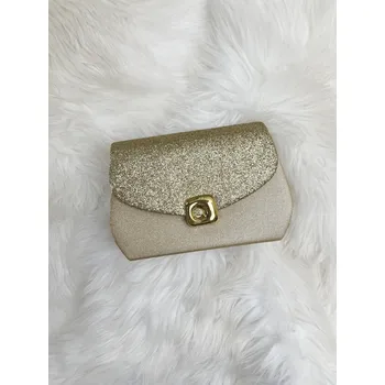 Dámská třpytivá pouzdrová kabelka ve zlaté barvě, VELIKOST UNI