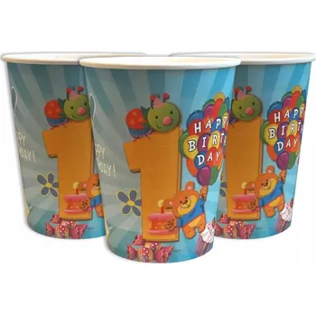 Party nádobí Papírové Kelímky k prvním narozeninám chlapce (10 ks )