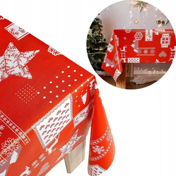 ubrus Vánoční červený ubrus z PVC na flísu, odolný proti skvrnám, 140x180 cm