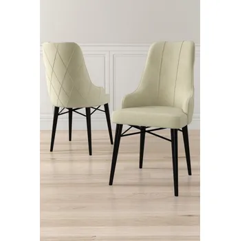 Jídelní stůl Sada židlí (6 kusů) Neta - Cream, Black