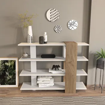 Knihovna Knihovna Nur - White, Walnut