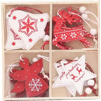 Vánoční dekorace Dřevěné ozdoby závěsky vánoční baňky na stromeček