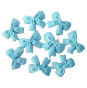 Jedlá dekorace na dort Cukrové zdobení na dort mašličnky modré 9ks - K Decor