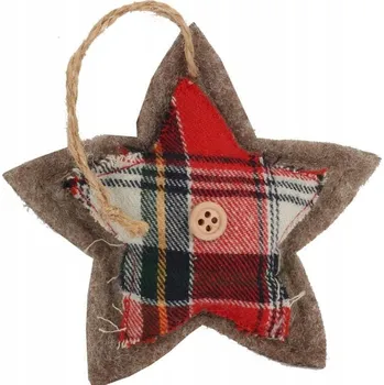 Vánoční dekorace Vánoční ozdoba závěsná HVĚZDA z textilu ČERVENÁ DEKORACE