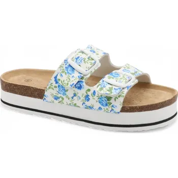 Dámské pantofle SAMLUX® Dámské korkové pantofle na platformě 8003 blue Barva: White, Velikost: 41