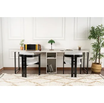 Psací stůl Psací stůl Twin Study Desk - Freesia Marble, Black