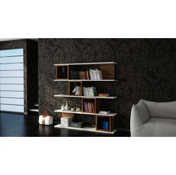 Knihovna Knihovna Wind - White, Walnut