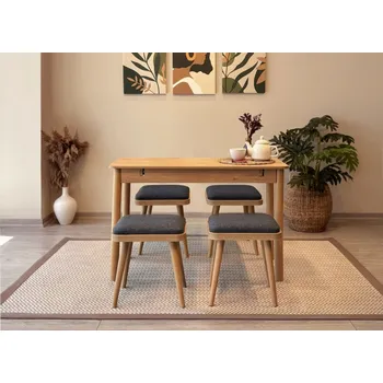 Jídelní stůl Jídelní set s rozkládacím stolem a židlemi (5 kusů) Vina Mini 05 1053 - Oak, Anthracite