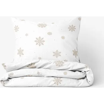 Povlečení Vánoční bavlněné povlečení - Sněhové vločky na bílé 140 x 200 a 70 x 90 cm