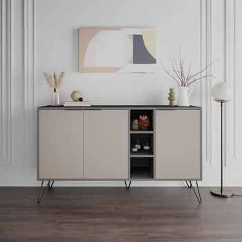Komoda Konzolový stolek Clara Console - Anthracite, Light Mocha