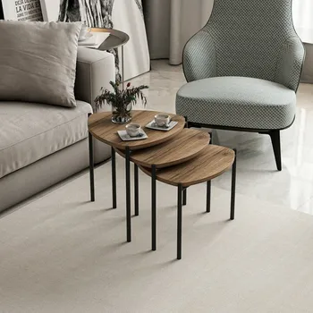 Konferenční stolek Sada odkládacích stolků (3 kusy) Lenny - Walnut