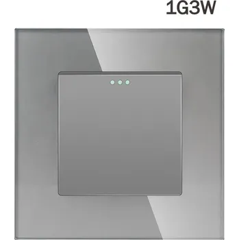 vypínač JEDNOPÓLOVÝ SPÍNAČ SVĚTLA 1G3W MECHANICKÝ SKLENĚNÝ RÁMEČEK ⌀60 STŘÍBRNÝ ŠEDÝ