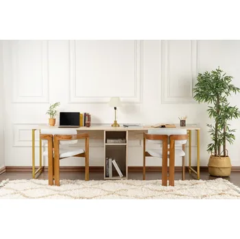 Psací stůl Psací stůl Twin Study Desk - Travertine, Gold