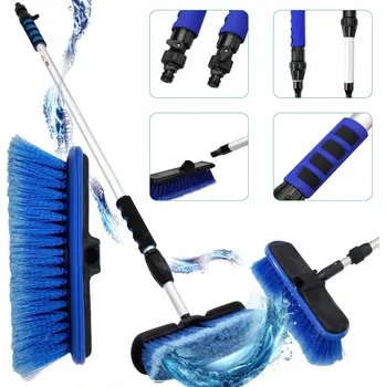 Mycí kartáč na vozidlo Teleskopický kartáč na mytí auta s přívodem vody + ventil, délka 1725 mm
