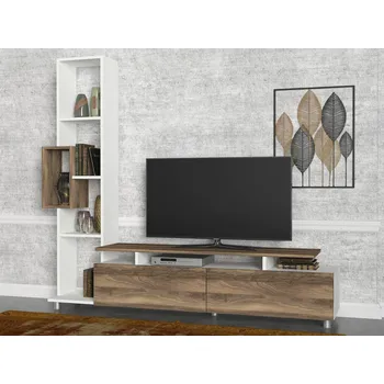 Televizní stolek TV stěna / Sestava pod TV Tulip - White, Walnut
