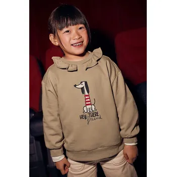 Chlapecká mikina Dětská bavlněná mikina Mayoral hnědá barva, s potiskem, 4430 4430.6E.Mini.9BYA 82X, vel. 122