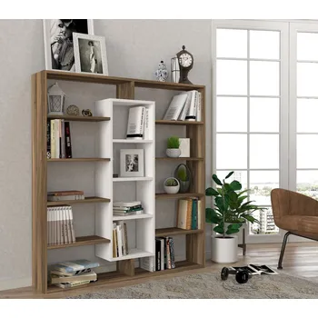 Knihovna Knihovna Ample - Walnut, White