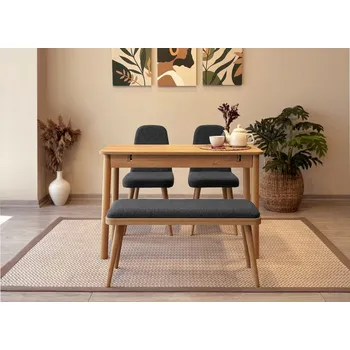 Jídelní stůl Jídelní set s rozkládacím stolem a židlemi (4 kusy) Vina Mini 01 1053 - Oak, Anthracite