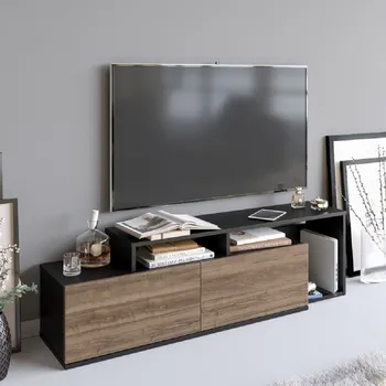 Televizní stolek TV stolek Nexera - Black, Walnut
