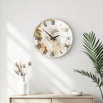 Hodiny Dekorativní skleněné nástěnné hodiny Huhu338 - 40 x 40