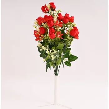 umělá květina Kytice růží 48 cm, červená