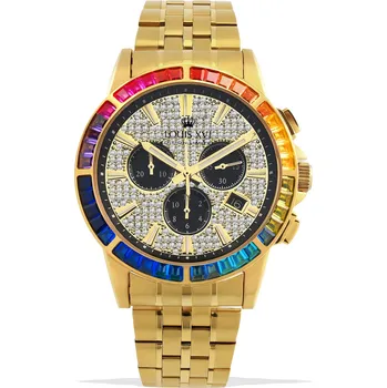 Hodinky Louis XVI LXVI1120 Majeste Iced Out Chronograph mens watch 43mm 5ATM