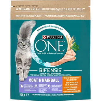 Krmivo pro kočku Suché krmivo pro kočky Purina One Coat & Hairball kuře 800 g