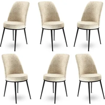 Jídelní stůl Sada židlí (6 kusů) Dexa - Cream, Black