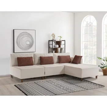 Pohovka Rohová rozkládací pohovka Matris Right - Beige